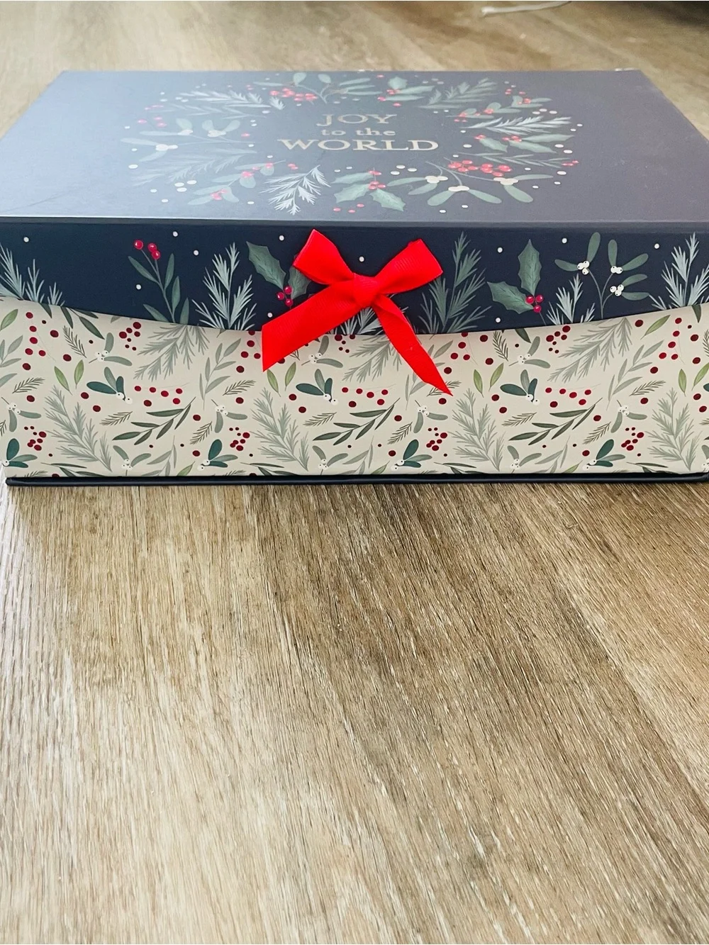 Joy to the World Holiday Gift Box - Navy and Red